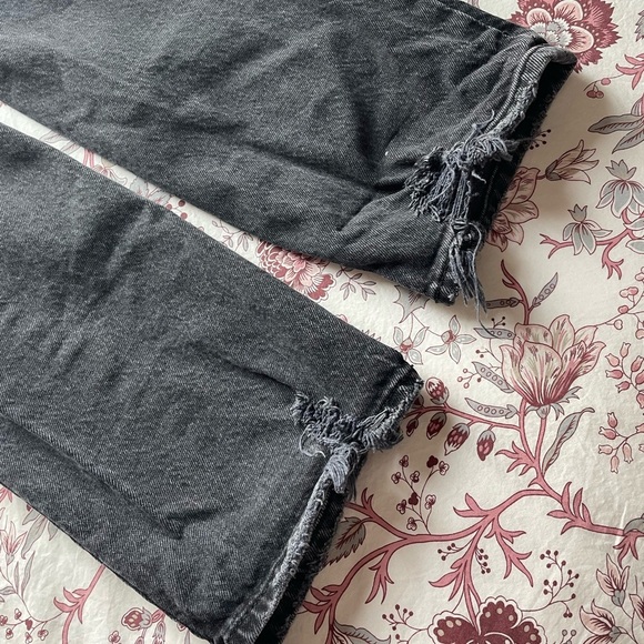 Abercrombie Curve Love 90s Straight Ultra High Rise Jeans Black Distressed 00 24 - Picture 8 of 12